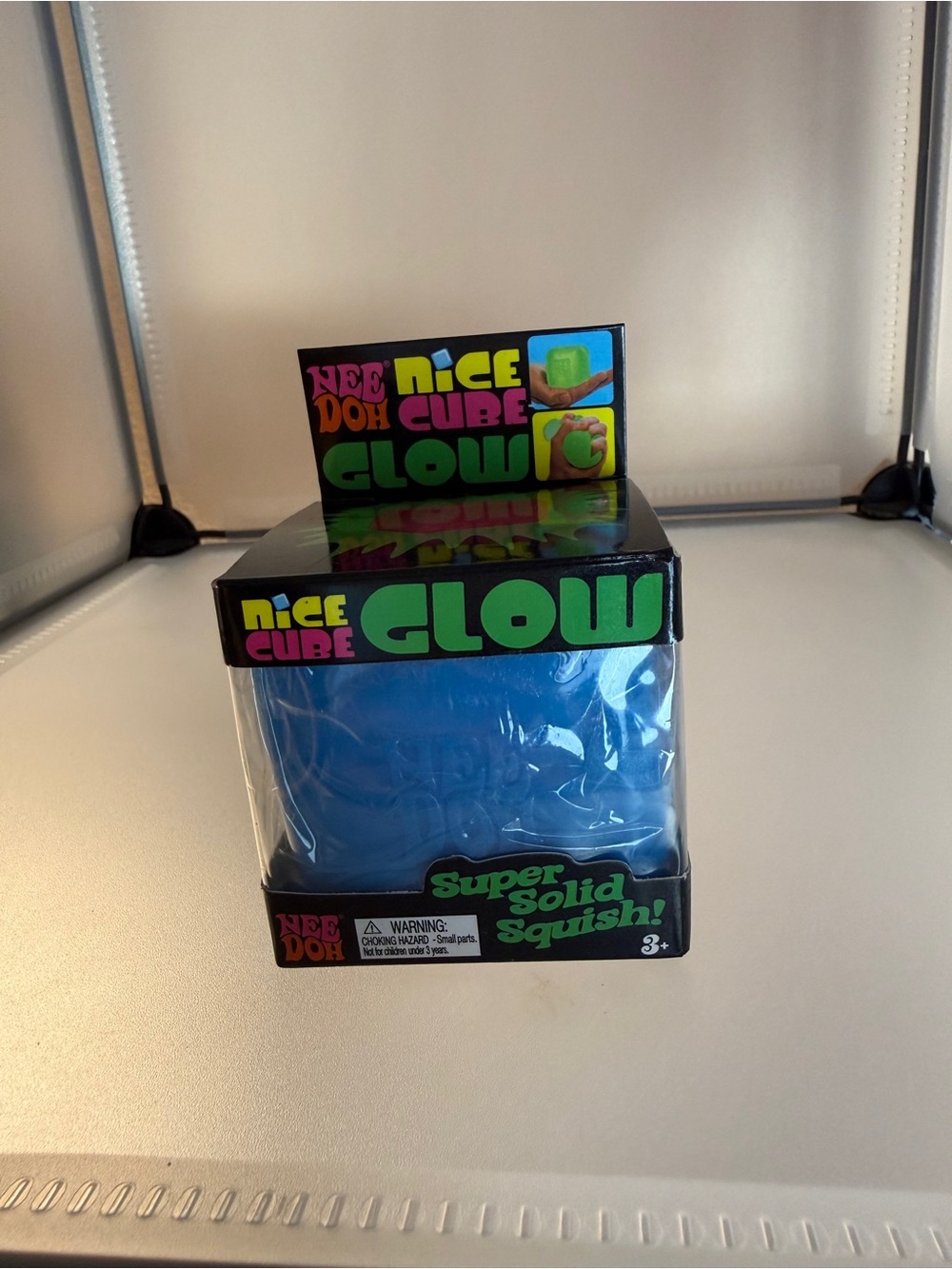 NeeDoh Nice Cube Glow in the Dark Blue Super Solid Squish 💙
